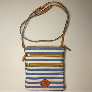 Blue and White Dooney & Bourke Nylon North Triple Zip Crossbody